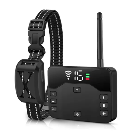 Wireless Electric Dog Fence Waterproof Pet Shock Boundary Containment System Electric Training Collar For Small Medium Large Dogs (Color: Black)